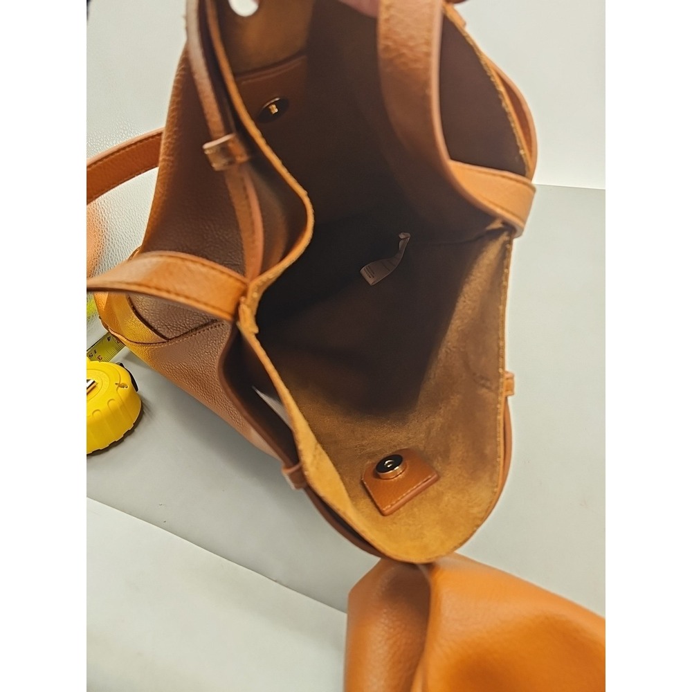 By Anthropologie Bag Brown Lambs Leather Slouchy Shoulder Bag Boho W/Zip Insert - Picture 7 of 7